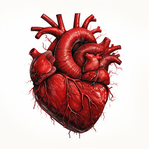 Human heart clipart in the style of Chiaroscuro Art, on a white background