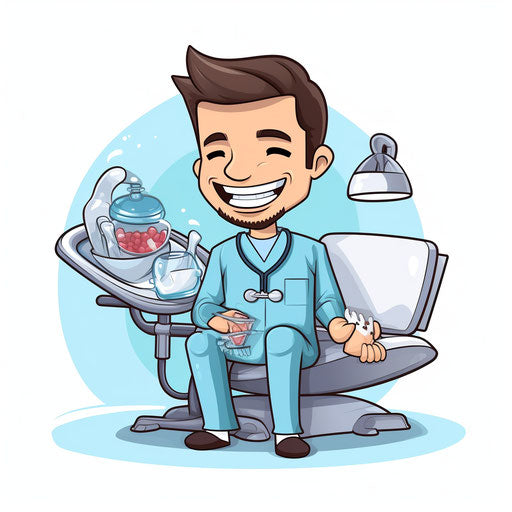 Dentist illustration in the Chiaroscuro Art style, on white background