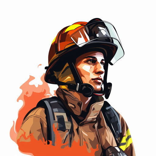 Minimalist firefighter illustration on a white background