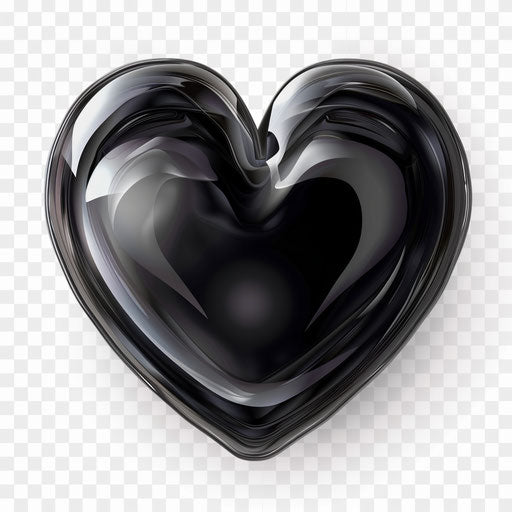 Black heart on transparent background, animated style