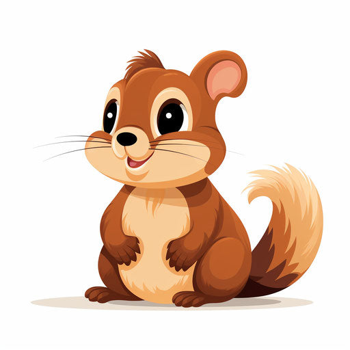 Chipmunk illustration in Minimalist style, on white background