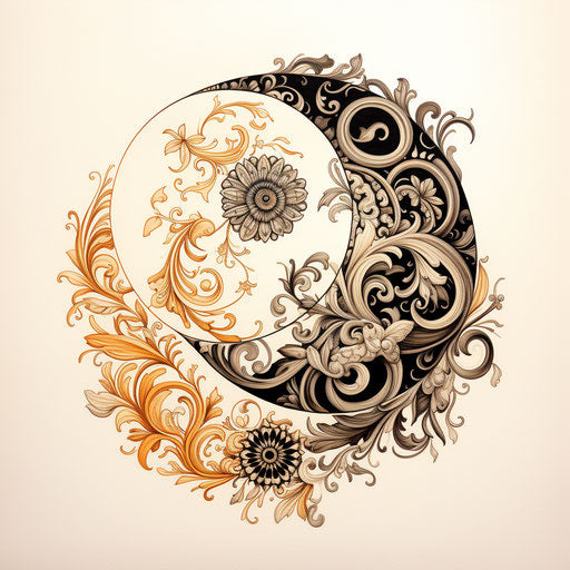 Black and white yin yang symbol drawing, tattoo-inspired
