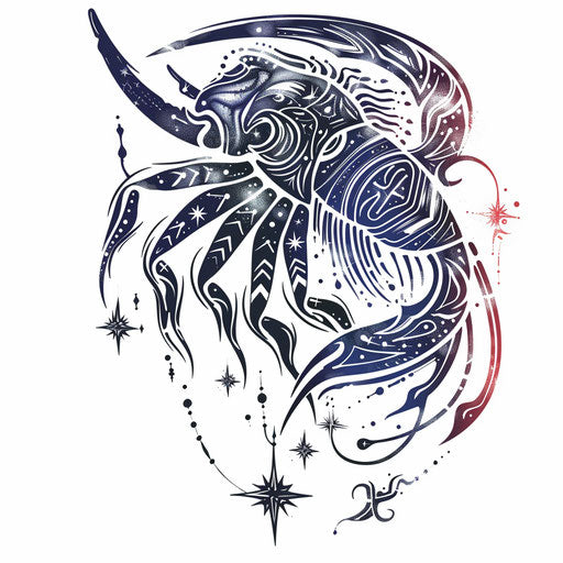 Tribal-inspired Cancer constellation tattoo sketch