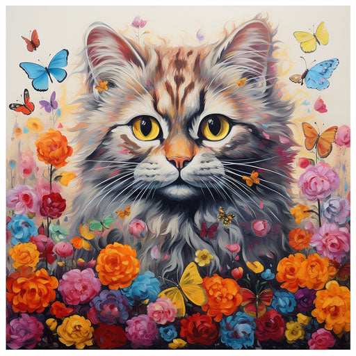 Louis Wain's cat in oil painting