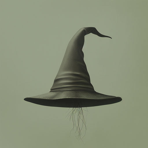Witch hat illustration on a flat olive background