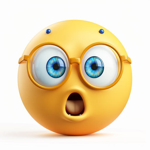 Yellow emoji with blue eyes and open mouth expressing confusion