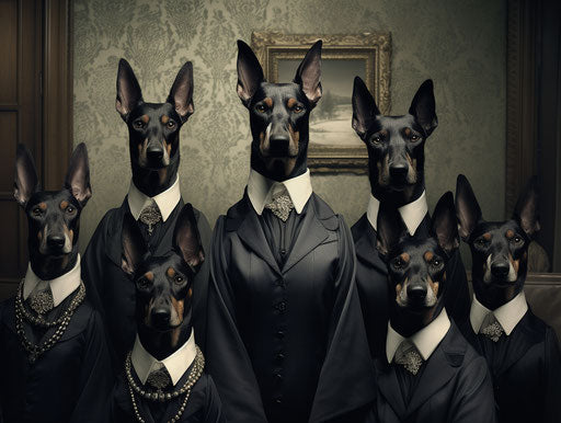 Doberman pinschers in kennels, unpolished authenticity style