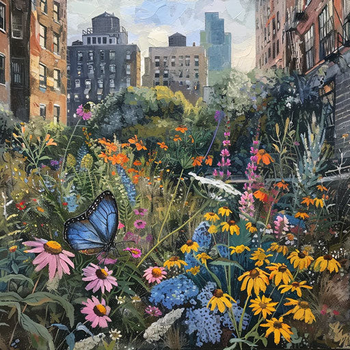 Hidden garden oasis: Xerces blue butterfly among wildflowers