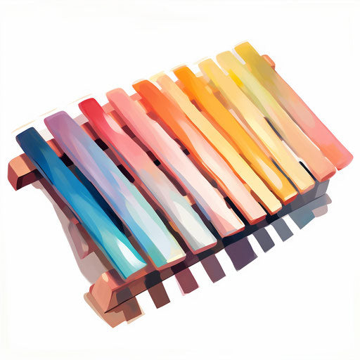 Xylophone illustration in the style of Impressionistic Art