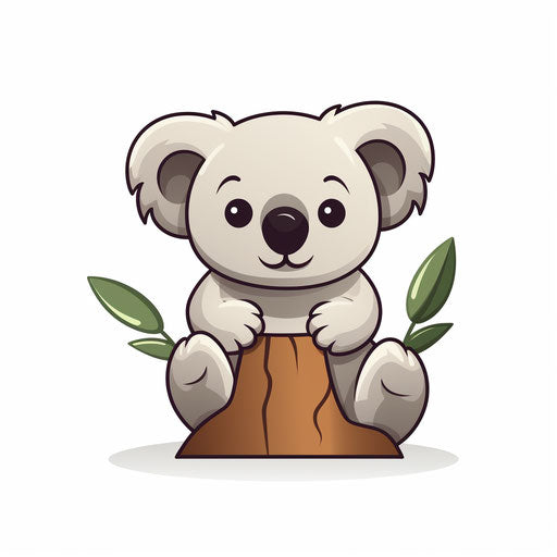 Koala clipart in Minimalist style, on white background