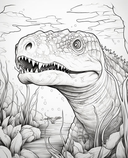 Underwater dinosaur coloring page