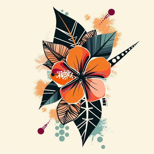 Abstract Hawaiian flower with geometric patterns