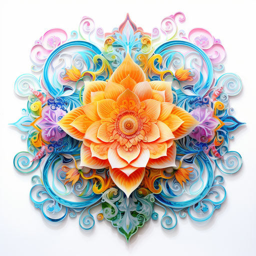 Luminous floral composition with om symbol