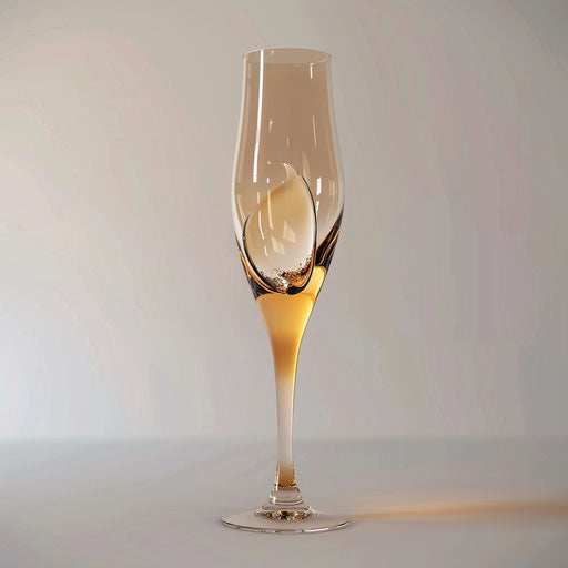 Realistic champagne glass illustration on flat white background