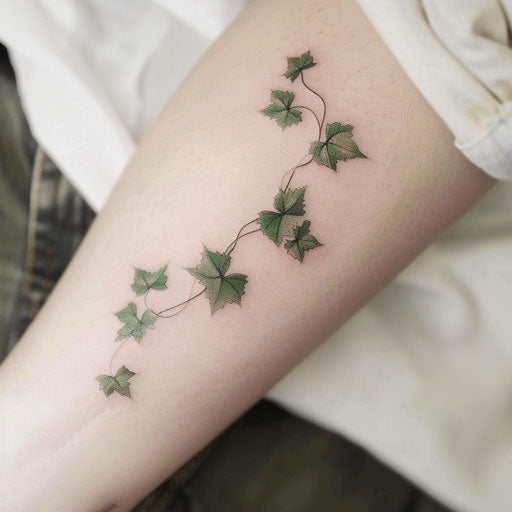 Minimalist vine tattoo concept with green and black shades