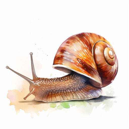 Snail in Impressionistic Art style, on white background