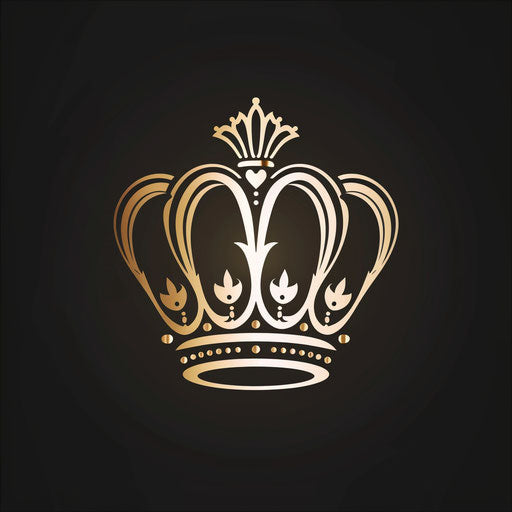 Crown logo in white and gold on dark background