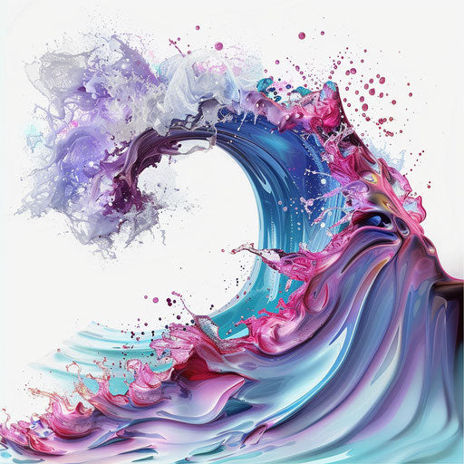 Wave clipart in photorealistic style with flat white background, dynamic lighting and vivid colors