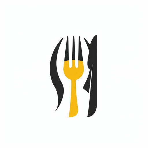 Restaurant logo in black and yellow on sleek white background
