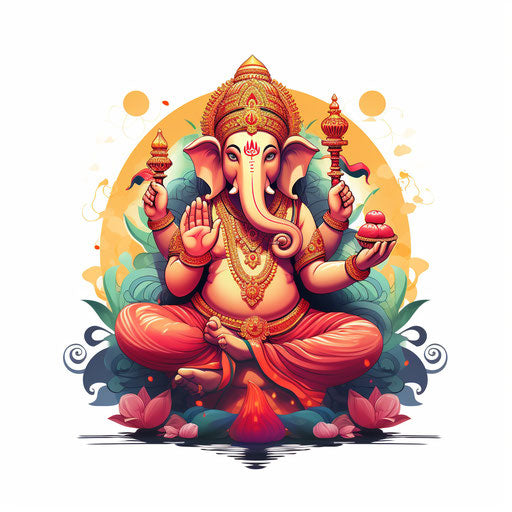 Ganpati clipart in the style of Chiaroscuro Art on white background