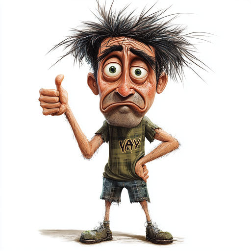 Humorous caricature of a yay clipart with human characteristics