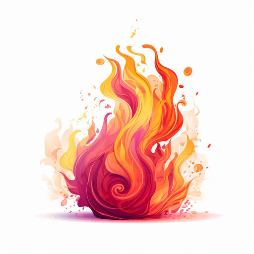 Fire illustration in the style of Pastel Colors Art, on white background