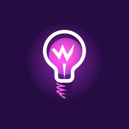 Innovative smart logo with light bulb motif and dark purple background