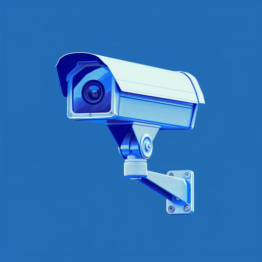 Realistic security clipart on flat royal blue background