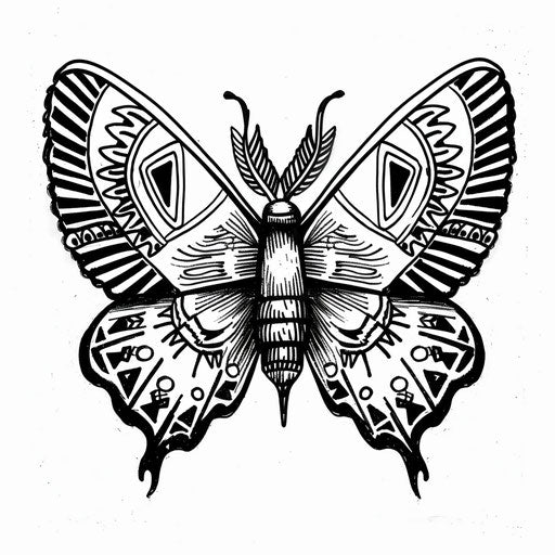 Butterfly coloring with Aztec patterns