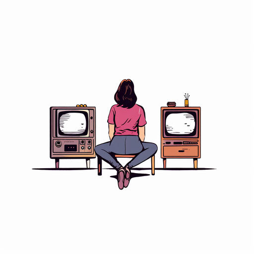 Minimalist TV Illustration on White Background