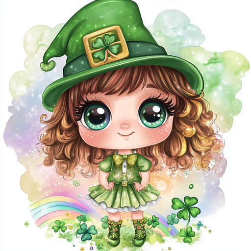 St. Patrick's Day baby, cute chibi-style clipart