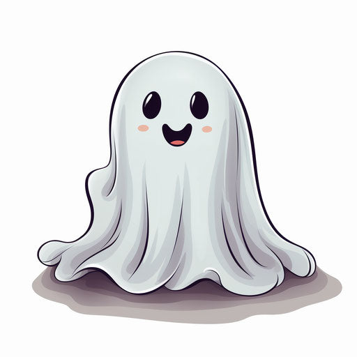 Adorable ghost illustration in the Chiaroscuro Art style, on white background