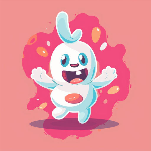 Playful team logo with a cheerful mascot on a pastel pink background