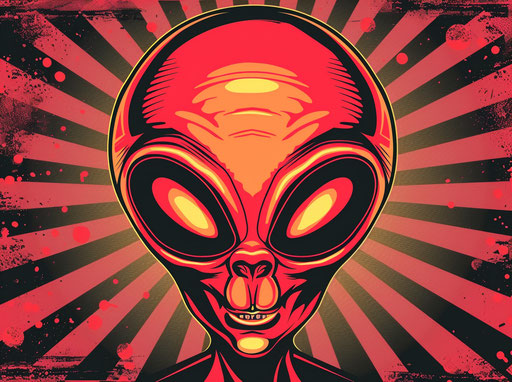 Alien head in commission style for pop culture references