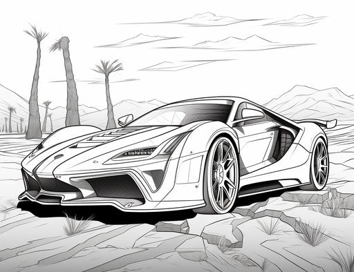 Sports car coloring pages, lamboni coloring pages, in the style of precisionist art, sumatraism 31:24