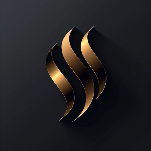 Luxury business logo with a sophisticated design, using metallic gold and black on a dark background