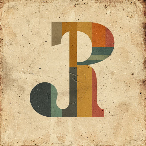 Graphic design logo with vintage fonts and retro colors on a textured beige background