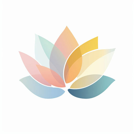 Minimalist graphic design logo with pastel colors, on clean white background