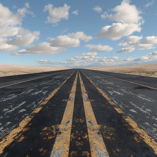 Illustration of road with random flat background in realistic style