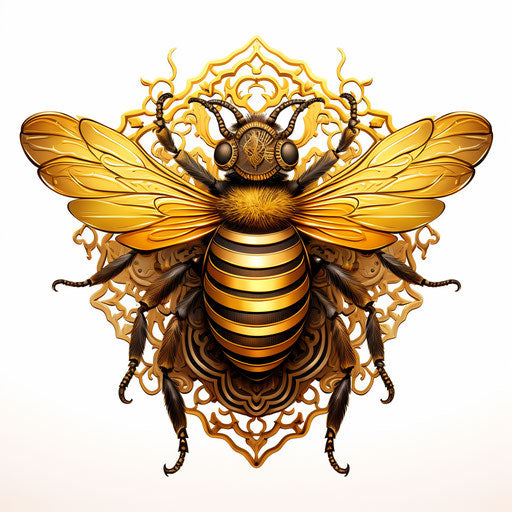 Bee illustration in the style of Chiaroscuro Art, on white background