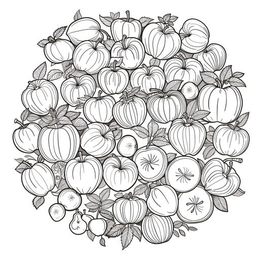 Apples of various shapes and sizes arranged in a circle