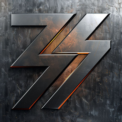 Modern and sleek artlogo on metallic background, sharp edges