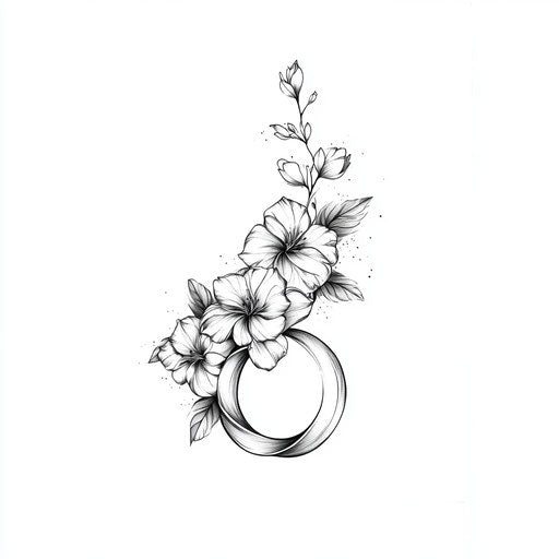 Minimalist infinity symbol with floral inner thigh tattoo