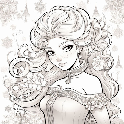 Frozen Christmas coloring page of Elsa, captivating style