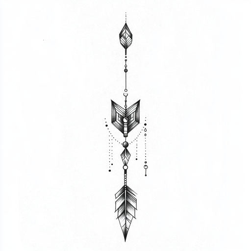 Minimalist arrow tattoo on man's thigh