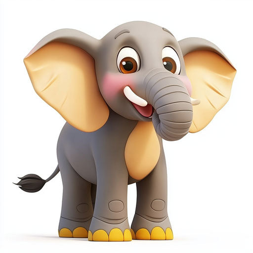 3D cartoon animal on flat white background