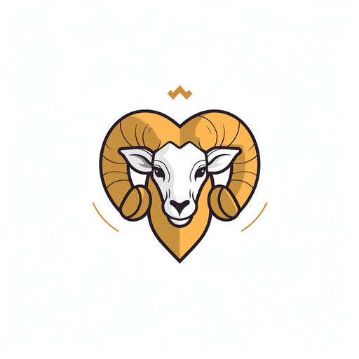 Minimalist style illustration of a ram on white background