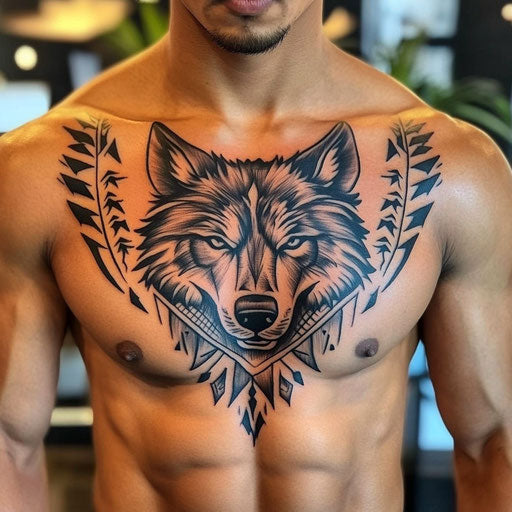 Tribal tattoos for men with wolf's head