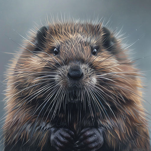 Close-up portrait of Muskrat, in the style of Tim Flach