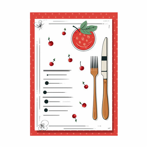Minimalist menu illustration, on white background